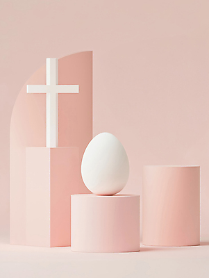 JPG 편집이미지 기독교 분홍색 십자가 사람없음 부활절계란 입체도형 편집실사 AI포토 AI콘텐츠 도형 종교 컬러 부활절 계란 입체 CG 파일형식