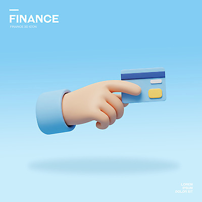 PSD 아이콘 손 하늘색 들기 신체부위 3D아이콘 3D 신용카드 오브젝트 은행 모션 사람 금융 파란색 디지털합성 파일형식