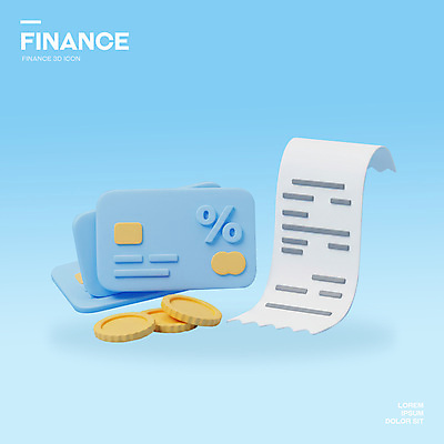 PSD 아이콘 하늘색 사람없음 3D아이콘 3D 동전 신용카드 오브젝트 은행 영수증 돈 금융 파란색 디지털합성 파일형식