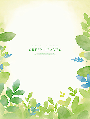 PSD 백그라운드 잎 일러스트 수채화 프레임 사람없음 연두색 카피스페이스 국내일러스트 식물 초록색 공백 파일형식