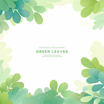 PSD 백그라운드 잎 일러스트 수채화 프레임 사람없음 연두색 카피스페이스 국내일러스트 식물 초록색 공백 파일형식