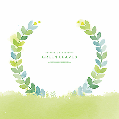 PSD 백그라운드 잎 일러스트 수채화 사람없음 연두색 원형프레임 카피스페이스 국내일러스트 식물 프레임 초록색 공백 원형 파일형식