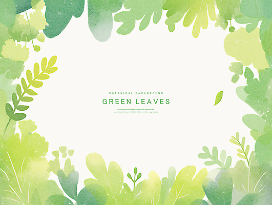 PSD 백그라운드 잎 일러스트 수채화 프레임 사람없음 연두색 카피스페이스 국내일러스트 식물 초록색 공백 파일형식