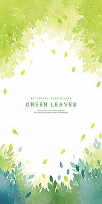 PSD 백그라운드 잎 일러스트 수채화 프레임 사람없음 연두색 카피스페이스 국내일러스트 식물 초록색 공백 파일형식
