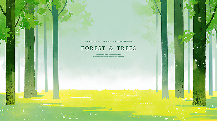PSD 나무 일러스트 자연 수채화 풍경 잔디 초원 사람없음 숲속 국내일러스트 식물 숲 생태계 파일형식