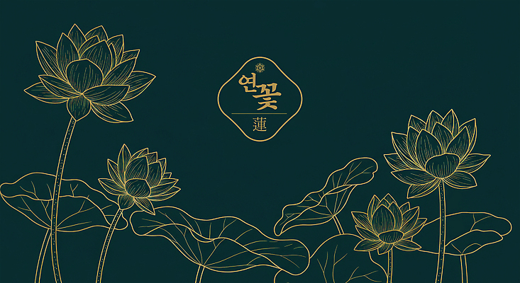 PSD 백그라운드 불교 라인일러스트 일러스트 연꽃 사람없음 전통문양 부처님오신날 금색 라인아트 연잎 국내일러스트 전통 문양 기념일 꽃 종교 선 컬러 잎 파일형식