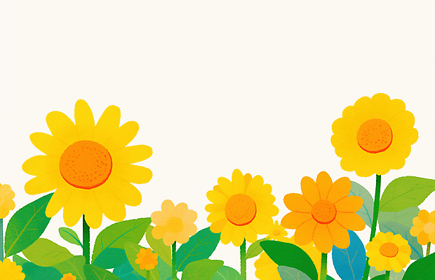 JPG 꽃 잎 일러스트 여름꽃 해바라기 사람없음 노란색 국내일러스트 AI일러스트 AI콘텐츠 식물 컬러 파일형식 여름_계절