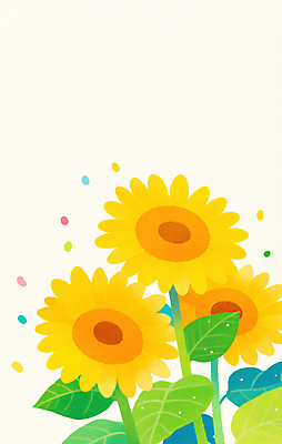 JPG 꽃 잎 일러스트 여름꽃 해바라기 사람없음 노란색 국내일러스트 AI일러스트 AI콘텐츠 식물 컬러 파일형식 여름_계절