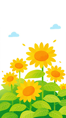 JPG 구름 꽃잎 꽃 잎 일러스트 여름꽃 해바라기 사람없음 노란색 국내일러스트 AI일러스트 AI콘텐츠 자연요소 식물 컬러 파일형식 여름_계절