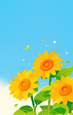 JPG 꽃잎 꽃 하늘색 잎 일러스트 여름꽃 해바라기 사람없음 국내일러스트 AI일러스트 AI콘텐츠 식물 파란색 파일형식 여름_계절