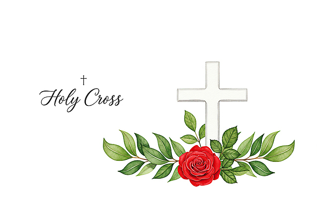 PSD 기독교 십자가 잎 일러스트 사람없음 장미 천주교 신성 국내일러스트 식물 꽃 종교 파일형식