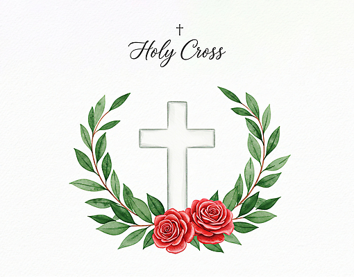 PSD 기독교 십자가 잎 일러스트 사람없음 장미 천주교 신성 국내일러스트 식물 꽃 종교 파일형식