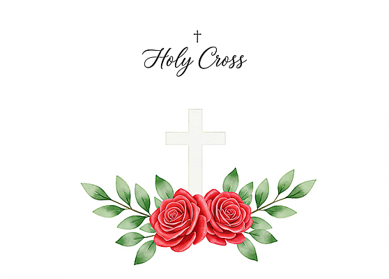 PSD 기독교 십자가 잎 일러스트 사람없음 장미 천주교 신성 국내일러스트 식물 꽃 종교 파일형식