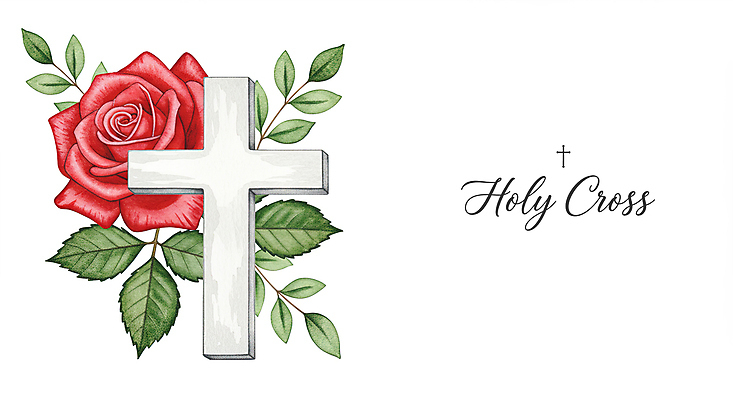 PSD 기독교 십자가 잎 일러스트 사람없음 장미 천주교 신성 국내일러스트 식물 꽃 종교 파일형식