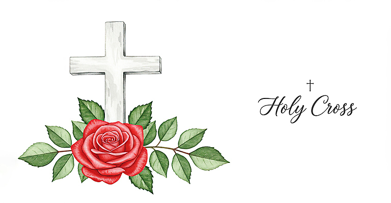 PSD 기독교 십자가 잎 일러스트 사람없음 장미 천주교 신성 국내일러스트 식물 꽃 종교 파일형식