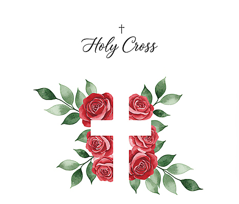 PSD 기독교 십자가 잎 일러스트 사람없음 장미 천주교 신성 국내일러스트 식물 꽃 종교 파일형식