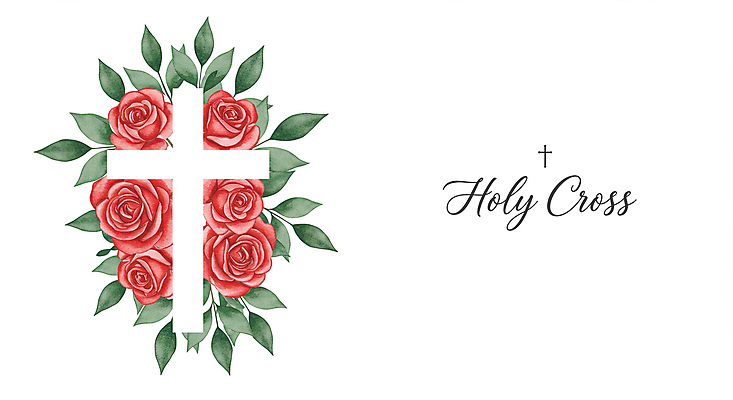 PSD 기독교 십자가 잎 일러스트 사람없음 장미 천주교 신성 국내일러스트 식물 꽃 종교 파일형식