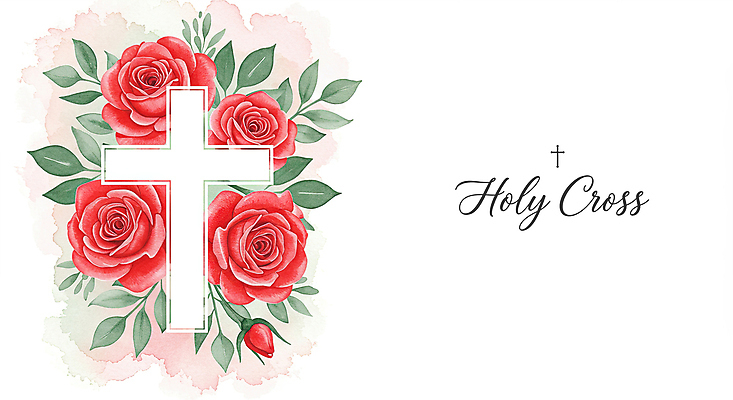 PSD 기독교 십자가 잎 일러스트 사람없음 장미 천주교 신성 국내일러스트 식물 꽃 종교 파일형식