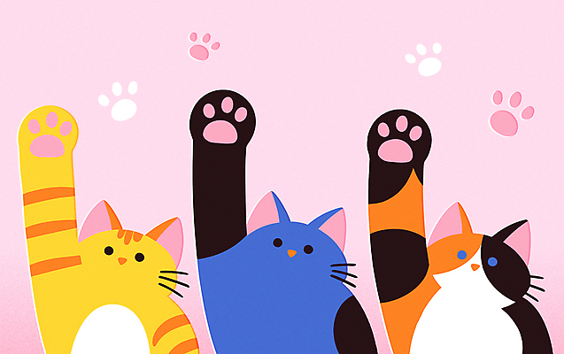 분홍색 일러스트 사람없음 손들기 귀여움 고양이 발자국 발바닥 국내일러스트 AI파일 컬러 컨셉 포유류 자국 모션 발 반려동물 파일형식 벡터