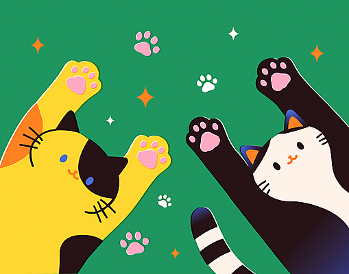 일러스트 사람없음 초록색 반짝임 손들기 귀여움 고양이 발자국 발바닥 국내일러스트 AI파일 컬러 컨셉 포유류 자국 모션 발 반려동물 파일형식 벡터
