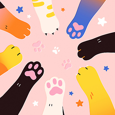별 분홍색 일러스트 사람없음 귀여움 고양이 발자국 발바닥 국내일러스트 AI파일 자연요소 컬러 컨셉 포유류 자국 발 반려동물 파일형식 벡터