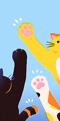 하늘색 일러스트 사람없음 손들기 귀여움 고양이 발바닥 국내일러스트 AI파일 컨셉 포유류 모션 발 파란색 반려동물 파일형식 벡터