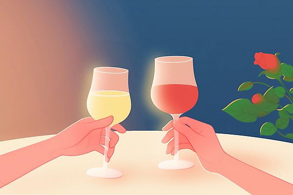 JPG 손 커플 잎 와인잔 일러스트 화이트데이 탁자 발렌타인데이 들기 손짓 이벤트 신체부위 빛 장미 와인 로맨틱 건배 국내일러스트 AI일러스트 AI콘텐츠 식물 꽃 가구 컨셉 술잔 관계 모션 데이이벤트 주류 사람 파일형식