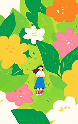 전신 PSD 여자 어린이 잎 일러스트 봄꽃 한명 미소 소녀 잔디 초록색 눕기 눈감음 손모으기 소녀한명만 국내일러스트 식물 1 꽃 컬러 모션 표정 사람 손짓 봄 여자한명만 소녀만 파일형식