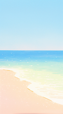JPG 물결 일러스트 하늘 해변 사람없음 모래사장 여름풍경 감성 파스텔톤 국내일러스트 AI일러스트 AI콘텐츠 바다 컬러 컨셉 풍경 파일형식 여름_계절