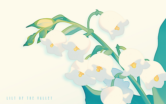 PSD 꽃 잎 일러스트 봄꽃 사람없음 은방울꽃 파스텔톤 국내일러스트 식물 컬러 봄 파일형식