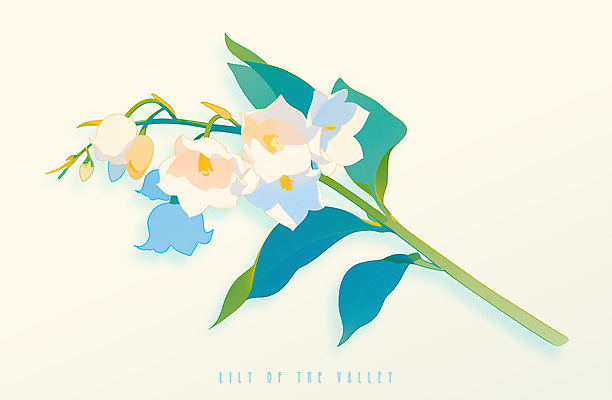 PSD 꽃 잎 일러스트 봄꽃 사람없음 은방울꽃 파스텔톤 국내일러스트 식물 컬러 봄 파일형식