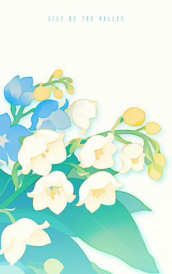 PSD 꽃 잎 일러스트 봄꽃 사람없음 은방울꽃 파스텔톤 국내일러스트 식물 컬러 봄 파일형식