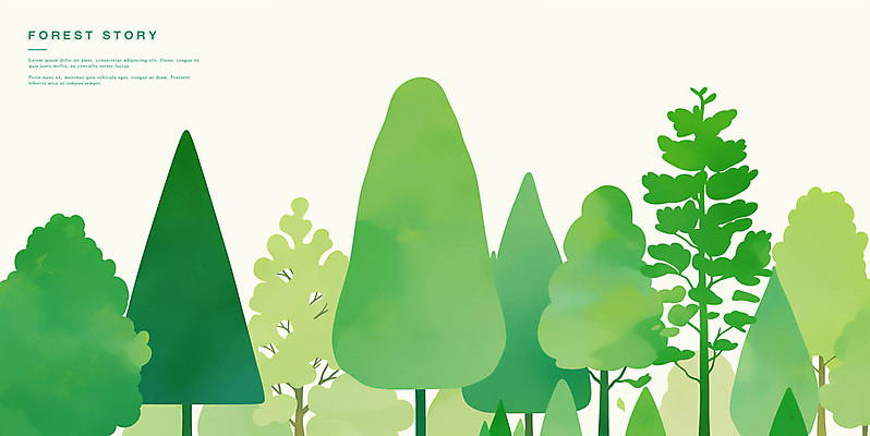 PSD 나무 일러스트 자연 풍경 사람없음 초록색 숲속 국내일러스트 식물 컬러 숲 생태계 파일형식