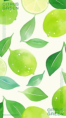 PSD 잎 일러스트 단면 수채화 사람없음 초록색 신선 라임 국내일러스트 식물 컬러 과일 파일형식