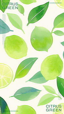 PSD 잎 일러스트 단면 수채화 사람없음 초록색 신선 라임 국내일러스트 식물 컬러 과일 파일형식