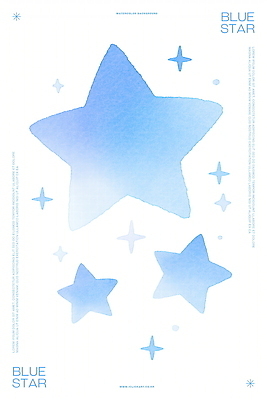 PSD 무료이미지 별 백그라운드 일러스트 수채화 사람없음 파란색 반짝임 몽환 국내일러스트 자연요소 컬러 컨셉 모션 파일형식