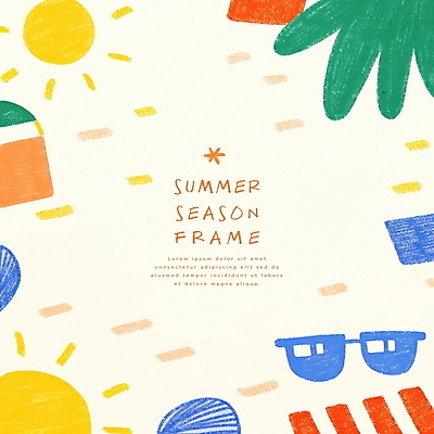 PSD 잎 일러스트 색연필 프레임 사람없음 여름 컬러풀 선글라스 태양 양동이 선베드 국내일러스트 자연요소 식물 계절 안경 컬러 의자 학용품 파일형식