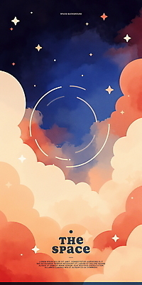 PSD 구름 백그라운드 일러스트 수채화 사람없음 반짝임 주황색 남색 감성 몽환 국내일러스트 자연요소 컬러 컨셉 모션 파일형식