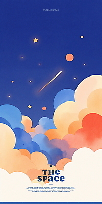 PSD 구름 별 백그라운드 일러스트 수채화 사람없음 파란색 행성 유성 감성 몽환 국내일러스트 자연요소 컬러 컨셉 우주 파일형식