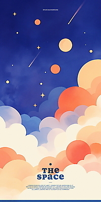 PSD 구름 백그라운드 일러스트 수채화 사람없음 반짝임 주황색 행성 유성 남색 감성 몽환 국내일러스트 자연요소 컬러 컨셉 모션 우주 파일형식