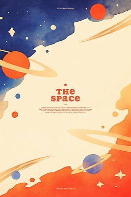 PSD 구름 백그라운드 일러스트 수채화 사람없음 반짝임 주황색 행성 감성 몽환 카피스페이스 국내일러스트 자연요소 컬러 컨셉 모션 우주 공백 파일형식