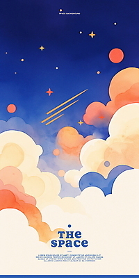 PSD 구름 백그라운드 일러스트 수채화 사람없음 반짝임 행성 유성 남색 감성 몽환 국내일러스트 자연요소 컬러 컨셉 모션 우주 파일형식