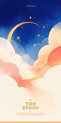 PSD 구름 별 백그라운드 일러스트 수채화 사람없음 초승달 남색 감성 몽환 국내일러스트 자연요소 컬러 컨셉 달 파일형식
