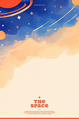 PSD 별 백그라운드 일러스트 수채화 사람없음 주황색 행성 감성 몽환 국내일러스트 자연요소 컬러 컨셉 우주 파일형식