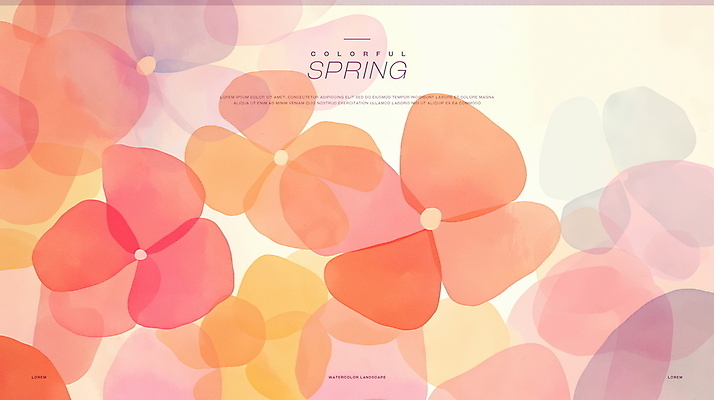 PSD 백그라운드 일러스트 봄꽃 추상 수채화 사람없음 겹침 다홍색 국내일러스트 꽃 컬러 무늬 봄 파일형식