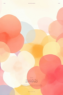 PSD 백그라운드 일러스트 봄꽃 추상 수채화 사람없음 겹침 다홍색 국내일러스트 꽃 컬러 무늬 봄 파일형식