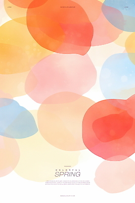 PSD 백그라운드 일러스트 추상 수채화 사람없음 봄 겹침 다홍색 국내일러스트 계절 컬러 무늬 파일형식