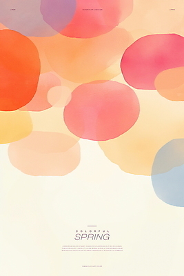 PSD 백그라운드 일러스트 추상 수채화 사람없음 봄 겹침 다홍색 국내일러스트 계절 컬러 무늬 파일형식