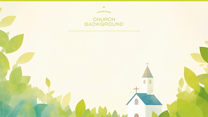 PSD 백그라운드 십자가 잎 일러스트 수채화 사람없음 초록색 교회 국내일러스트 식물 컬러 종교건축 건물 파일형식