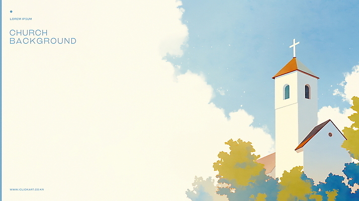 PSD 구름 백그라운드 십자가 일러스트 하늘 나뭇잎 수채화 사람없음 초록색 교회 국내일러스트 자연요소 컬러 잎 종교건축 건물 파일형식